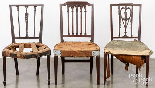 Three Federal mahogany dining chairs, ca. 1805