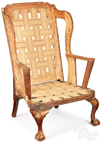 Georgian mahogany and beech easy chair, ca. 1750
