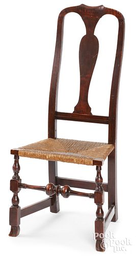 New England Queen Anne maple rush seat chair