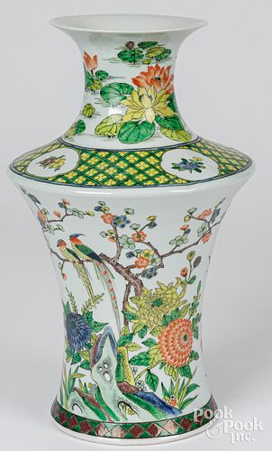 Chinese Famille Verte vase, 16 1/2" h.