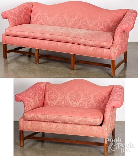 Chippendale style sofa and love seat.