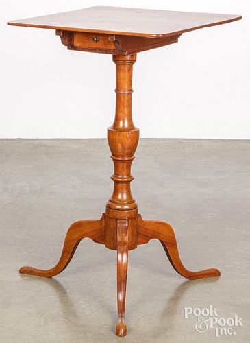 Federal cherry candlestand, early 19th c., with dr