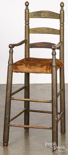 Painted Windsor highchair, 18th c., retaining an o
