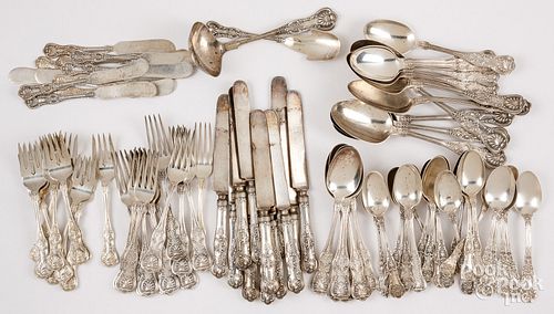 Set of sterling silver flatware, most Dominick & H