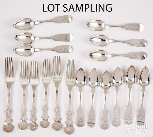 Group of coin silver flatware, to include six Fred