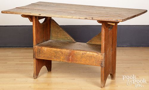 Pennsylvania pine bench table, 19th c.