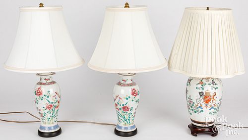 Two Chinese export porcelain table lamps, together