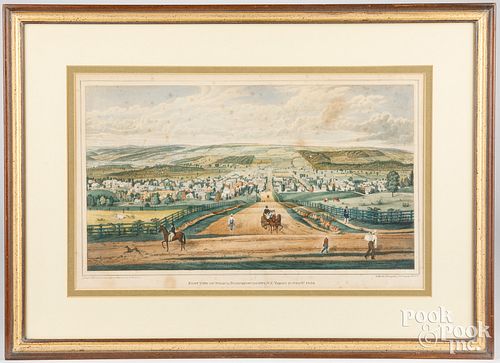 Color lithograph East View of Ithaca New York, fra