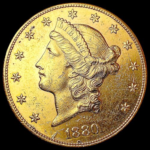 1880-S $20 Gold Double Eagle CLOSELY UNCIRCULATED