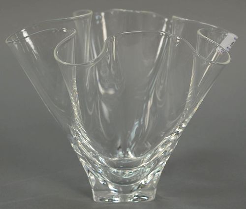 Large Steuben crystal glass Handkerchief vase signed on base Steuben. ht. 8 1/2 in.