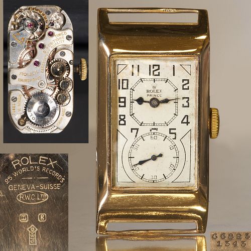 ROLEX PRINCE, RARE AND UNUSUAL EARLY ROLEX PRINCE GOLD WATCH, CA. 1939
