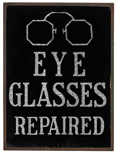 FOIL BACK REVERSE-PAINTED GLASS OPTOMETRIST TRADE SIGN