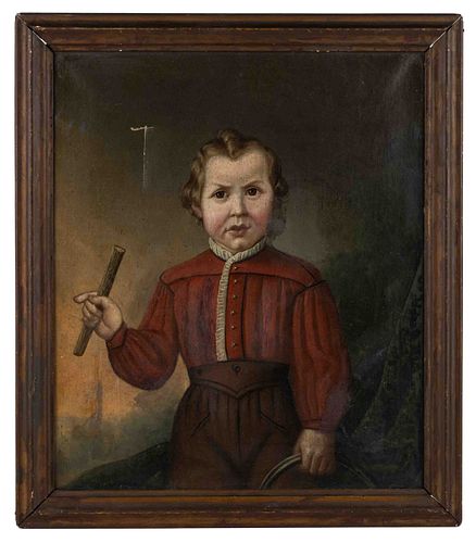 AMERICAN OR EUROPEAN SCHOOL (19TH CENTURY) FOLK ART PORTRAIT OF A BOY