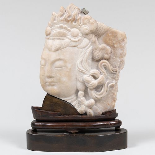 Chinese Marble Relief Fragment of Guanyin