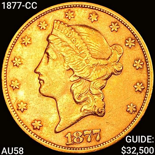 1877-CC $20 Gold Double Eagle CHOICE AU