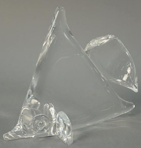 Large Steuben crystal glass angelfish figurine, signed Steuben under fish. ht. 6 1/2in., lg. 7 1/2in.