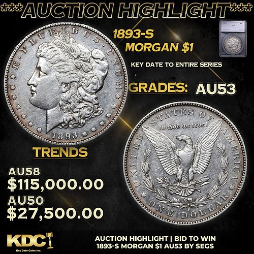 ***Auction Highlight*** 1893-s Morgan Dollar 1 Graded au53 BY SEGS (fc)