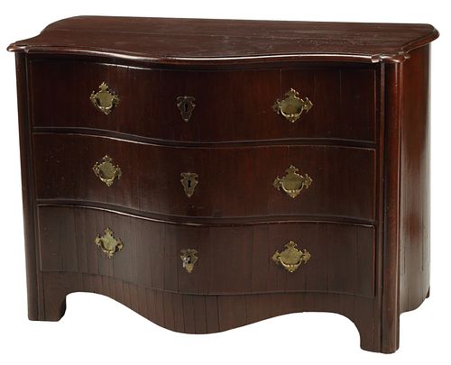 CONTINENTAL MAHOGANY SERPENTINE-FRONT COMMODE