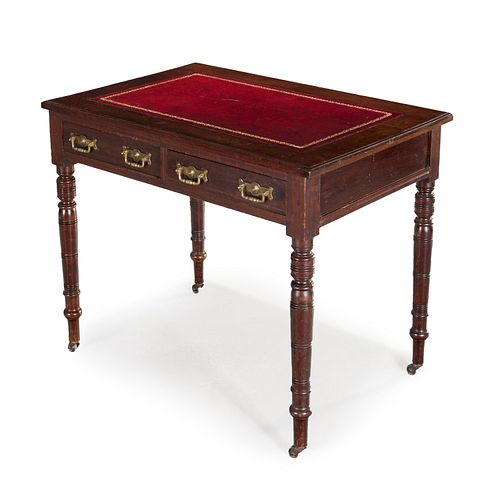 Victorian leather top mahogany writing table