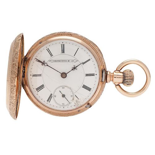Continental Watch Company Open Face Pocket Watch in 14 Karat Yellow Gold