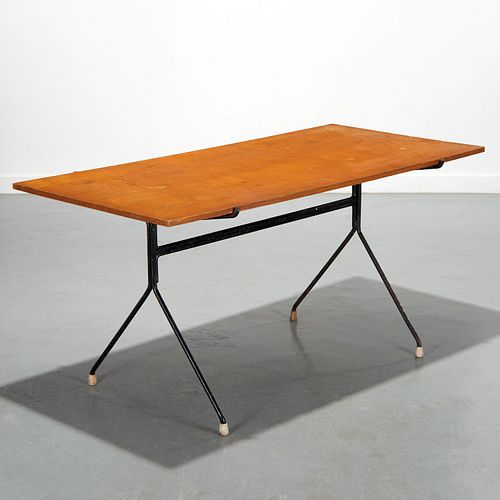 Norman Cherner, rare iron and birch dining table