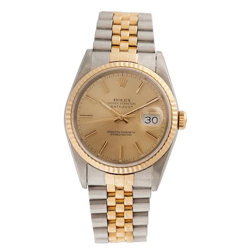 Rolex Oyster Perpetual Datejust in Stainless and 18 Karat Yellow Gold Ca. 1991