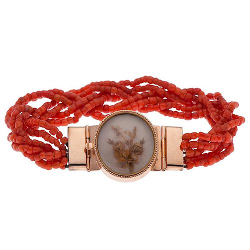 Victorian "Forget Me Not" Coral Mourning Bracelet