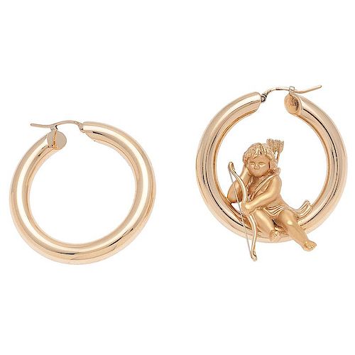Charles Garnier Cupid Hoop Earrings in 18 Karat Yellow Gold