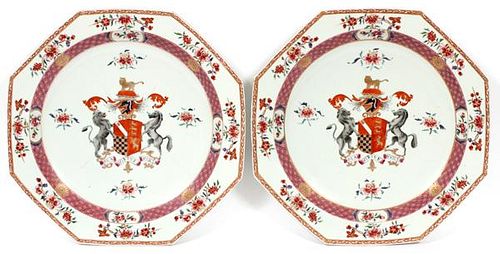 CHINESE EXPORT PORCELAIN ARMORIAL CHARGERS