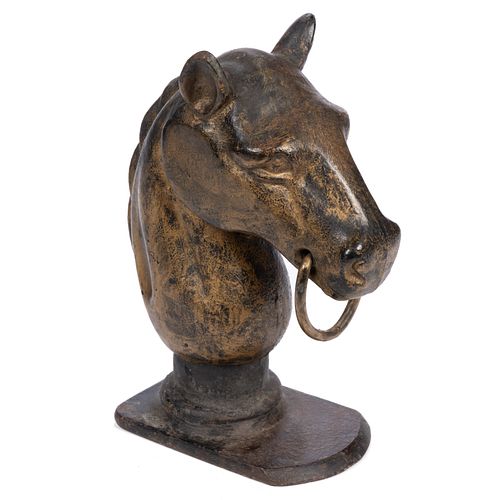 AMERICAN CAST-IRON FIGURAL HORSE HEAD HITCHING POST FINIAL