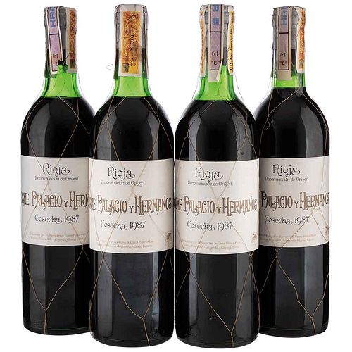 Cosme Palacio y Hermanos Cosecha 1987 Rioja Niveles: uno en el cuello y tres en la punta del hombro Piezas: 4