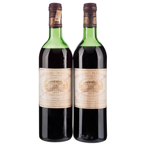 Château Margaux. Cosecha 1977. Grand Vin. Premier Grand Cru Classé. Margaux. Piezas: 2. Calificación: 86 / 100.