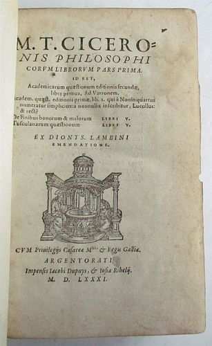 16TH-CENTURY CICERO PHILOSOPHICORUM (1581)