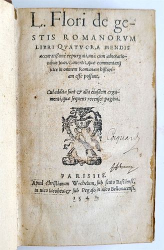 BY LUCIUS ANNAEUS FLORUS ANCIENT L. FLORI DE GESTIS ROMANORUM, 1542 ROMAN HISTORY