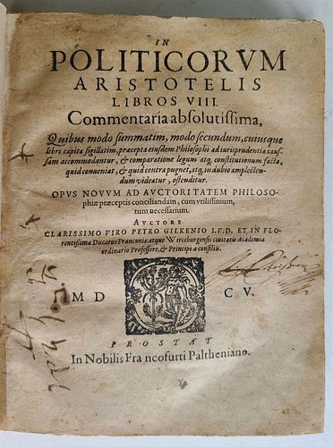 1605 IN POLITICORUM ARISTOTELIS LIBROS VIII, ARISTOTLE ANCIENT