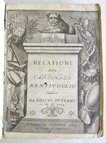 1630 RELATIONI DEL CARDINALE BENTIVOGLIO ANTIQUE VELLUM BOUND