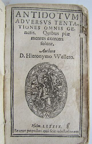 1590 REMEDY AGAINST ALL TYPES OF TEMPTATIONS ANTIQUE 16TH-CENTURY WELLER VELLUM
