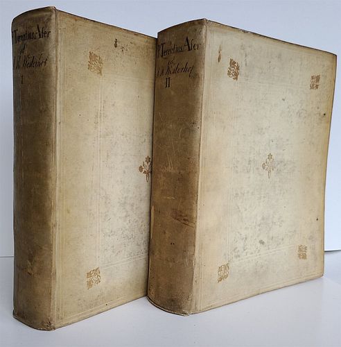 1726 TWO-VOLUME ANTIQUE POETRY TERENCE COMEDIES TERENTIUS PUBLIUS AFER VELLUM