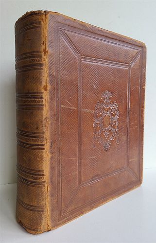 1742 BIBLE IN FRENCH, ANCIENT, LEATHER-BOUND, OLD AND NEW TESTAMENT