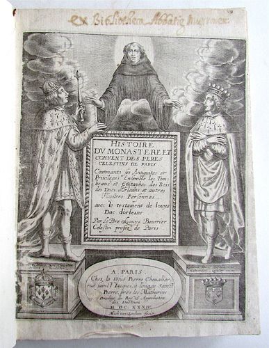1634 VINTAGE FRENCH HISTORY OF THE MONASTERY AND CONVENT OF THE PERES