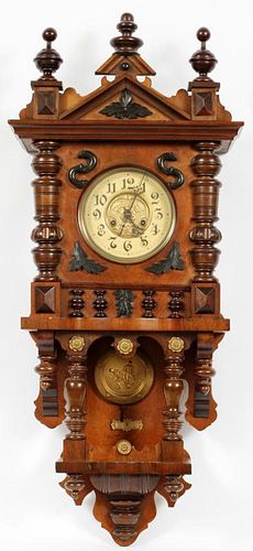 GUSTAV BECKER CARVED WALL CLOCK EARLY 20TH C.