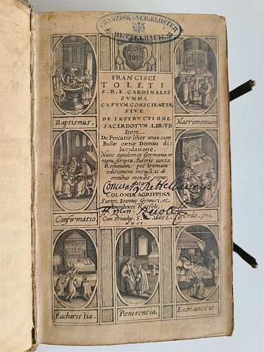 FRANCISCO DE TOLEDO ANCIENT THEOLOGY, 1601 BOUND PIGSKIN SUMMA CASUUM
