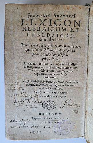 1621 J. BUXTORF VINTAGE VELLUM BINDING LEXICON HEBRAICUM & CHALDAICUM JUDEA