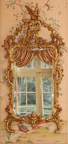 CHINESE CHIPPENDALE STYLE GILT WOOD MIRROR