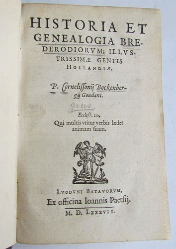 1587 BOCKENBERG'S HISTORY OF HOLLAND, AN ANTIQUE 16TH-CENTURY LATIN WORK