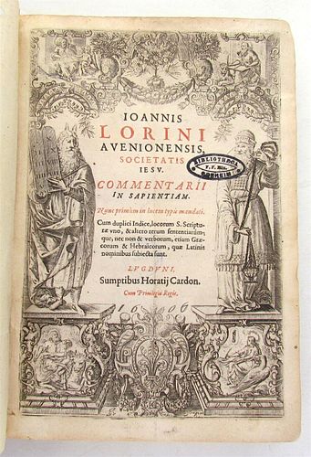 IOANNIS LORINI'S 1607 COMMENTARY ON WISDOM IN THE BOOK ANTIQUE VELLUM BOUND