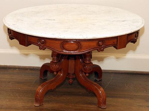 VICTORIAN MARBLE TOP COCKTAIL TABLE