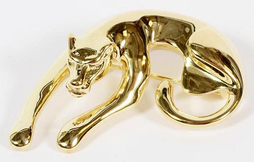 14KT YELLOW GOLD PANTHER FORM BROOCH
