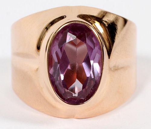 3CT LAB ALEXANDRITE AND 14KT ROSE GOLD RING
