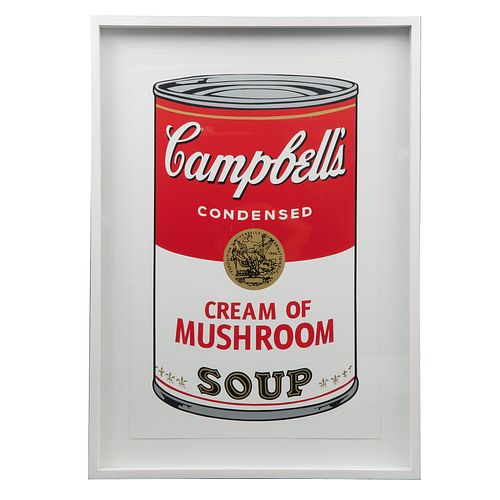 ANDY WARHOL, II.53: Campbell's Cream of Mushroom Soup, Con sello en la parte posterior, Serigrafía, 90 x 59 cm